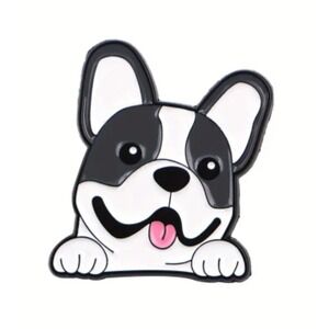 French Bulldog Enamel Pin Black White Frenchie Dog Lapel Pin Pet